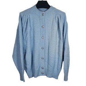 VTG 90s Glengyle Knit Cardigan Sweater Periwinkle Pearly-Bead Buttons Grannycore